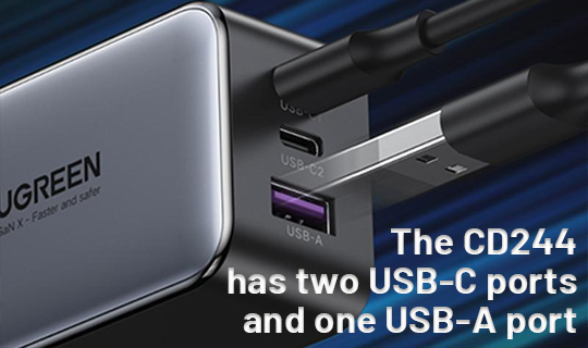 Ładowarka sieciowa UGREEN CD244 1x USB-A QC4.0 2x USB-C 65W PD3.0