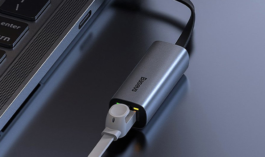 Adapter sieciowy Baseus Steel Cannon USB USB-C LAN Gigabit 1000Mbps 