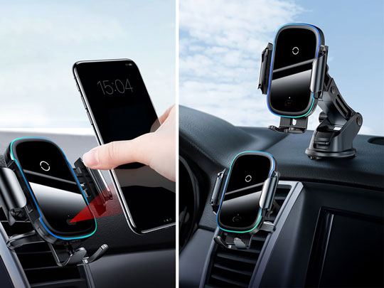 Baseus car phone holder with QI inductive charger