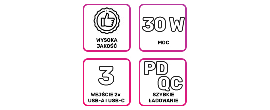 Baseus Kompaktes Schnellladegerät 2x USB USB-C PD 3A 30W