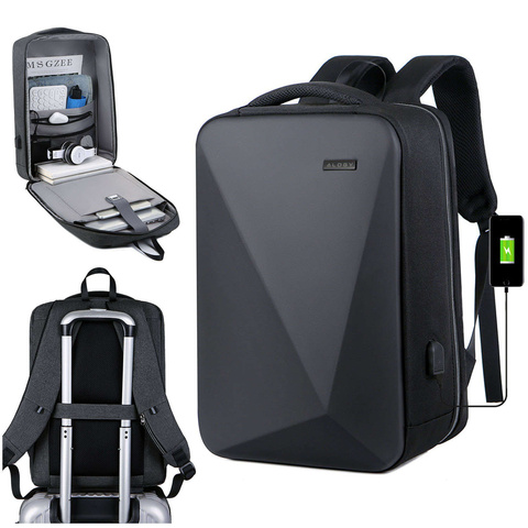 Alogy Urban Safe Anti-Diebstahl-Rucksack für 15,6-Zoll-Laptop mit USB-Anschluss, groß, wasserdicht, Unisex, Schwarz