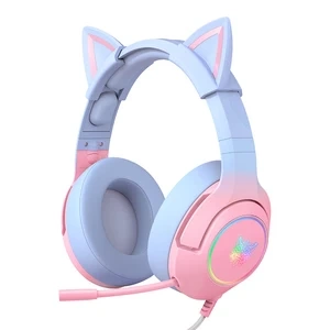 ONIKUMA K9 7.1 Gaming-Kopfhörer Pink und Blau mit Katzenohren