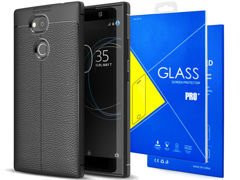 Gepanzerte Hülle Alogy Ledertasche Sony Xperia L2 schwarz Glas