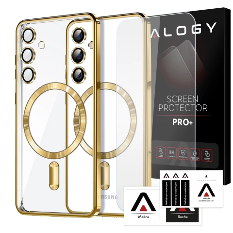 MagSafe-Hülle für Apple iPhone 16 Pro Max Alogy Glamour Luxus-Ringgehäuse Gold-Transparent