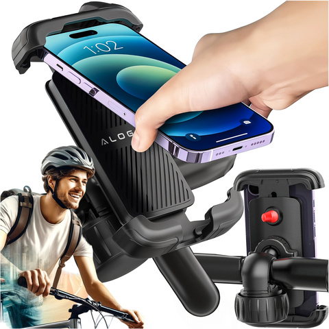 Bike Phone Holder 4.7-6.8" for Phone Bike Handlebar for Bike Motorcycle Adjustable Alogy Sport Black