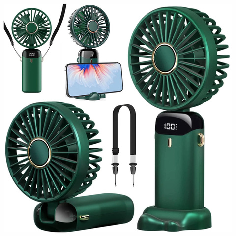 Fan Fan Handheld Fan Wireless Alogy Desktop Portable Handheld with Phone Holder USB-C Navy Blue