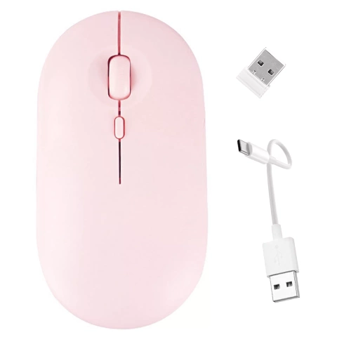 Alogy Wireless Mouse Ergonomic Small Mouse for Laptop PC Bluetooth 2.4GHz Silent Pink