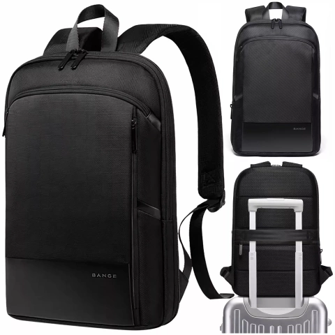 Bange Waterproof Backpack Laptop Bag 17" Travel Expandable 49x33x6 cm for Work School Airplane Men's Women's Black