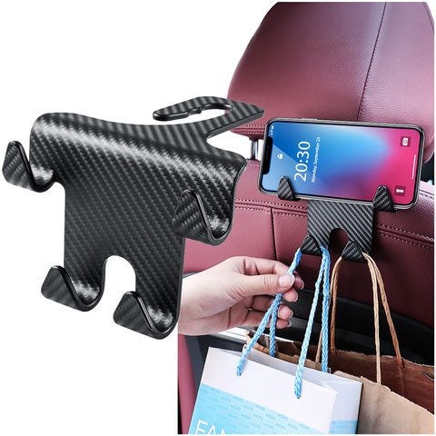 Hanger holder hook car double 4in1 for seat headrest car organizer Alogy Car 1pc Black