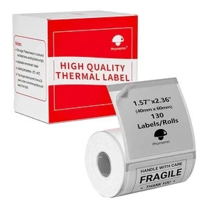 Phomemo labels stickers 40x60mm 130 pcs transparent
