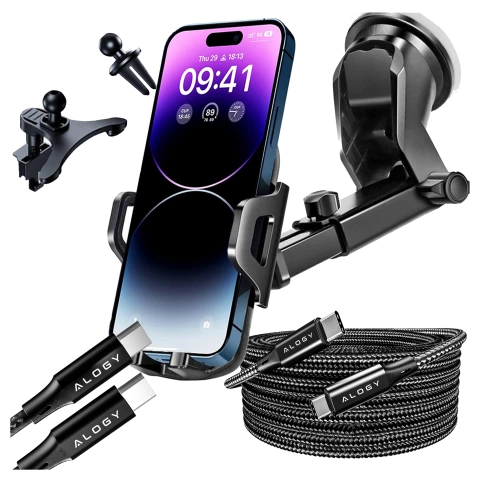 Alogy 3in1 Car Phone Holder for Car Windshield Grille Cockpit Black