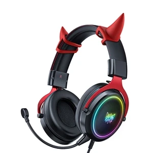 ONIKUMA X10 Gaming Headphones Black and Red Demon Horns