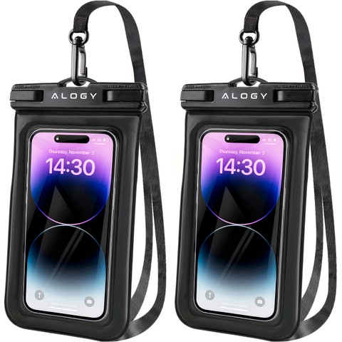 2x Waterproof case waterproof for phone up to 7.5" buoyancy for pool kayak Case water case Alogy Black