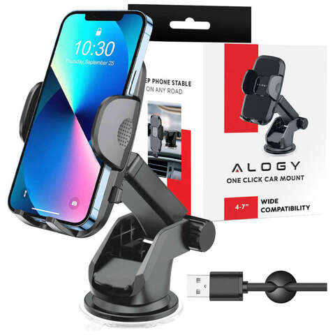 Alogy 2in1 car holder for 6.5" phone gravitational for windshield, dashboard, grille Easy One Touch Organizer