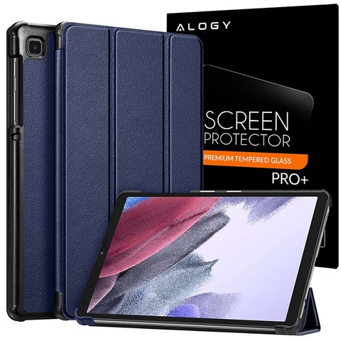 Alogy Book Cover Flip Case for Galaxy A7 Lite 8.7 T220/T225 Navy Glass