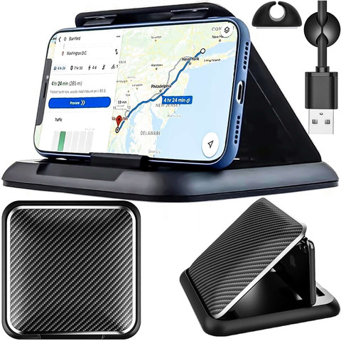 Alogy Carbon car cockpit dashboard holder for phone up to 6.8 inches GPS Black Organizer