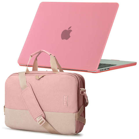 Alogy Hard Case for Apple Macbook Air 13 2022 M2 Matte Pink Bag up to 15.6"