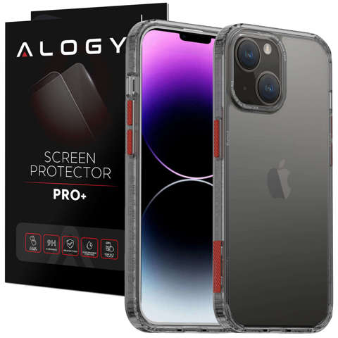 Alogy Protective Case Protective Cover for Apple iPhone 14 Plus Black and Clear Glass