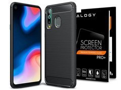 Alogy Rugged Armor case for Samsung Galaxy A60/M40 black Tempered glass