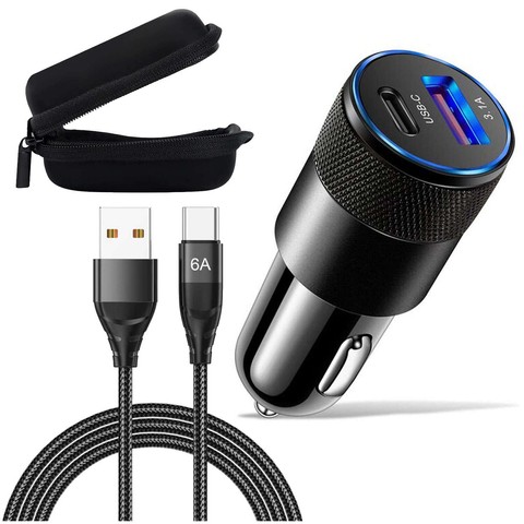 Alogy car charger USB-C Type C USB 3.1A Black 6A cable 1m Case