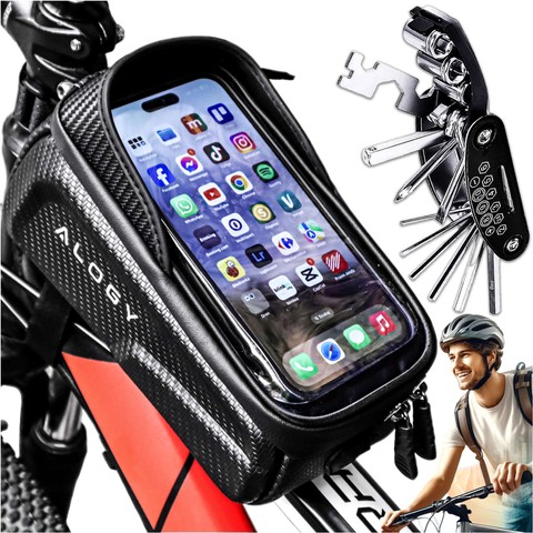 Bicycle bag case for phone 6.7 inches bag holder for bike frame 2l Black Tools Multitool keys 16in1 Alogy