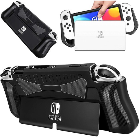 Case for Nintendo Switch OLED housing case cover reinforced grip Alogy Black Glass