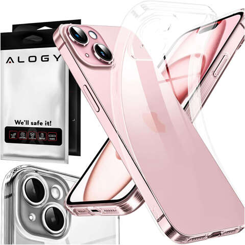 Case for iPhone 15 Plus Housing Case Silicone Transparent Camera Protection Lens Protector Alogy Slim Glass