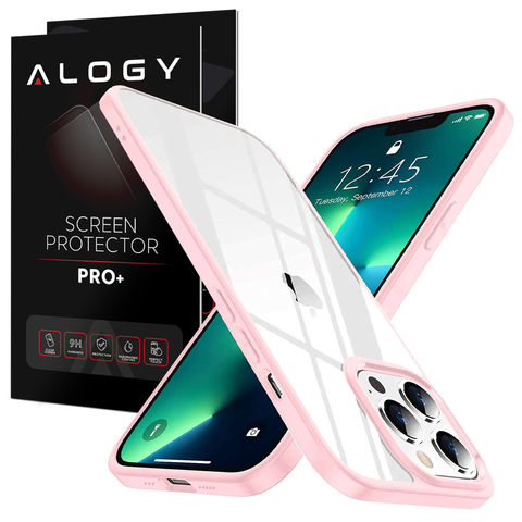 Protective case Alogy Hybrid Candy Case for Apple iPhone 13 Pro pink-transparent Glass