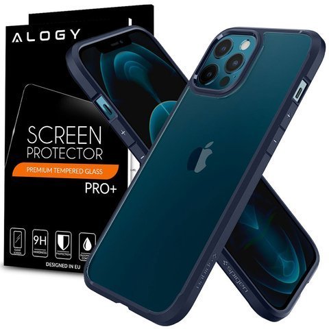 Spigen Ultra Hybrid case for Apple iPhone 12/ 12 Pro 6.1 Navy Blue Glass Alogy