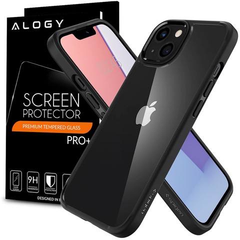 Spigen Ultra Hybrid case for Apple iPhone 13 Matte Black Glass