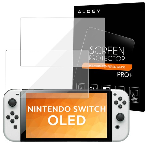 x2 9H Alogy tempered glass screen protector for Nintendo Switch OLED