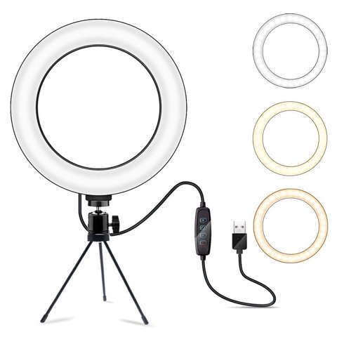 Puluz 6,2 inch/16CM USB LED Ring Vlogging light + bureau stand