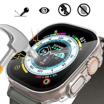 2-in-1 protective case overlay built-in glass for Apple Watch Ultra 49mm Alogy Classic Case Transparent