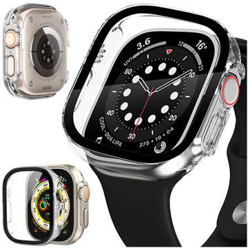 2-in-1 protective case overlay built-in glass for Apple Watch Ultra 49mm Alogy Classic Case Transparent