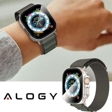 2-in-1 protective case overlay built-in glass for Apple Watch Ultra 49mm Alogy Classic Case Transparent