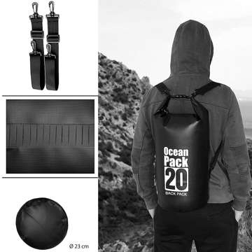 20L Water Resistant Sack Waterproof Pouch Kayak Sail Bag PVC for Sports Black