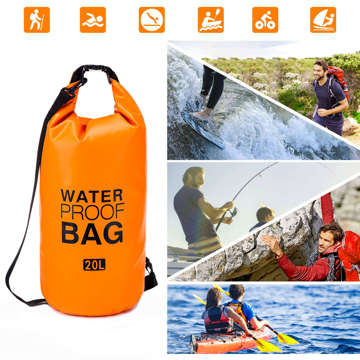 20L Water Resistant Sack Waterproof Pouch Kayak Sails Bag PVC for Sports Orange