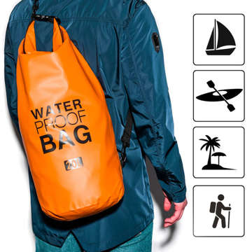 20L Water Resistant Sack Waterproof Pouch Kayak Sails Bag PVC for Sports Orange