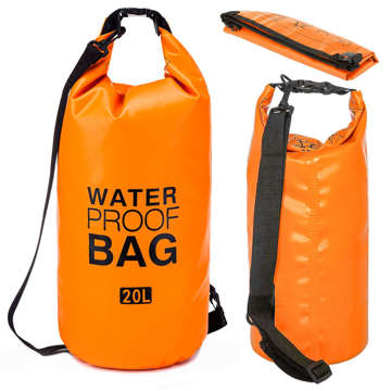 20L Water Resistant Sack Waterproof Pouch Kayak Sails Bag PVC for Sports Orange