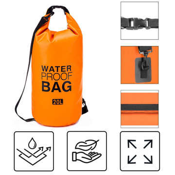 20L Water Resistant Sack Waterproof Pouch Kayak Sails Bag PVC for Sports Orange