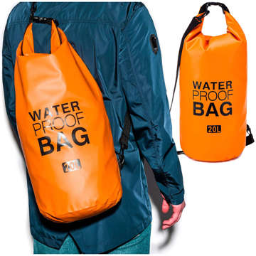 20L Water Resistant Sack Waterproof Pouch Kayak Sails Bag PVC for Sports Orange