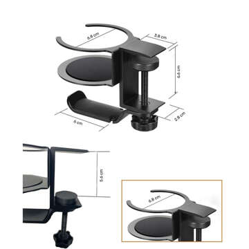 2in1 Desk Organizer Holder for Cup Headphones Cables Desk Aluminum Stand Hanger Hook Alogy Black