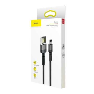 2m Baseus Cafule Lightning USB cable (double-sided) 1.5A (grey-black)