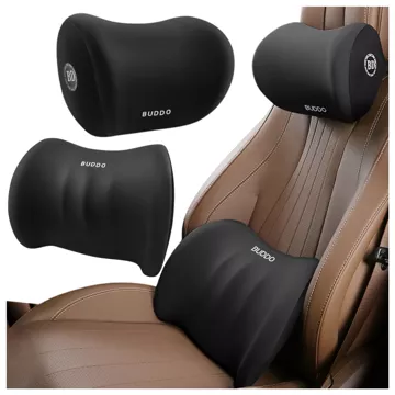 2x Alogy Car Pillow Lumbar Neck Support Memory Foam Black