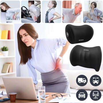 2x Alogy Car Pillow Lumbar Neck Support Memory Foam Black