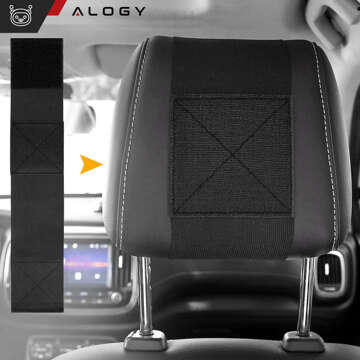 2x Car headrest holder strong Velcro for tablet phone reader Alogy Car flexible black