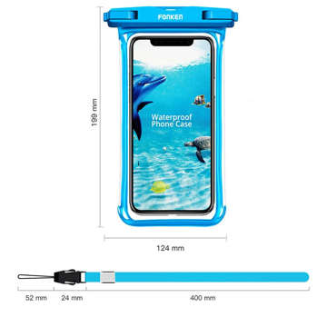 2x Fonken Waterproof Waterproof Phone Case Universal IPX8 to 6.5 Blue