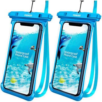 2x Fonken Waterproof Waterproof Phone Case Universal IPX8 to 6.5 Blue