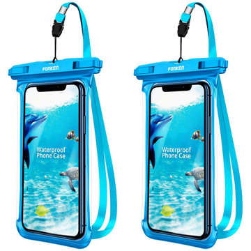 2x Fonken Waterproof Waterproof Phone Case Universal IPX8 to 6.5 Blue