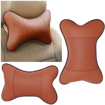 2x Pillow for the headrest for the car comfortable car headrest for the neck Brown